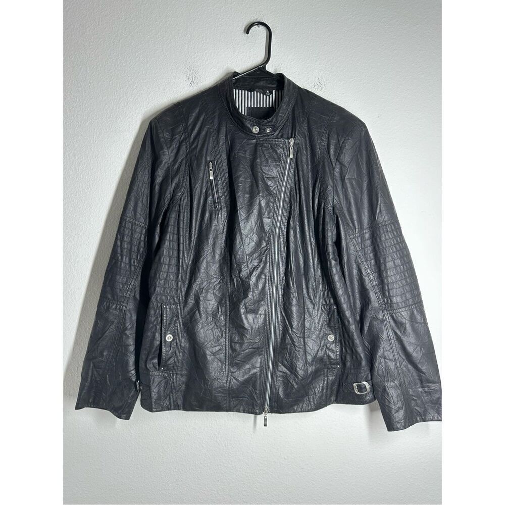 Bonita Women’s Faux Leather Black Full Zip Jacket Size 48 EU/ XXL US See Notes